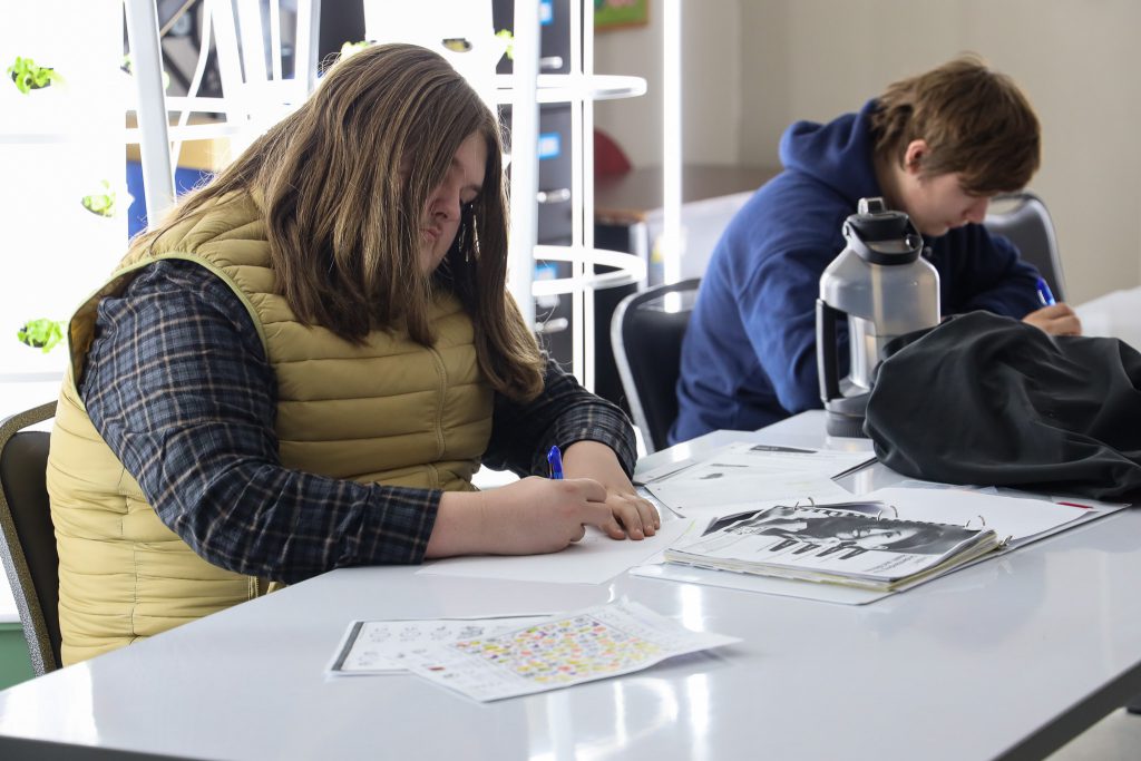Students working in JET classroom