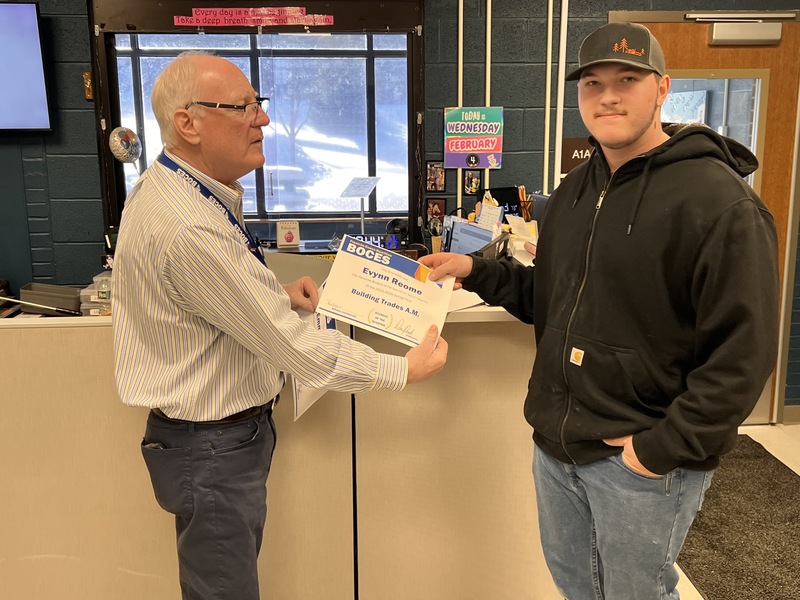 Student receiving an award