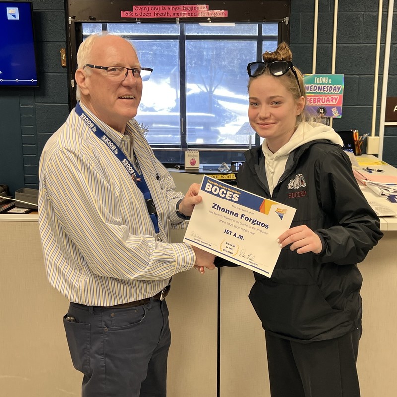 Student receiving an award
