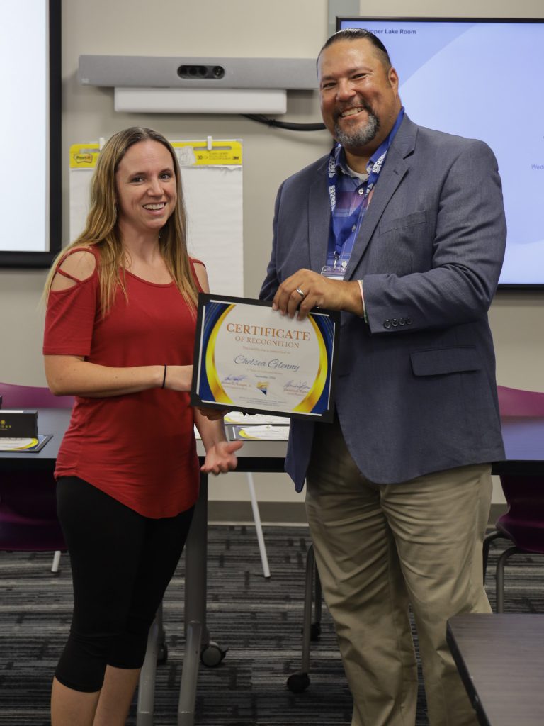 James Knight and Chelsea holding certificate